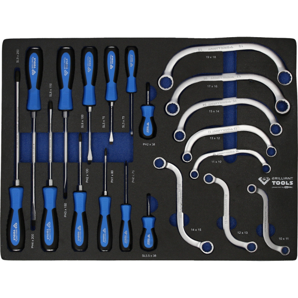 Servante d'atelier 7 tiroirs avec porte, équipée de 225 outils BT153225 Brilliant Tools