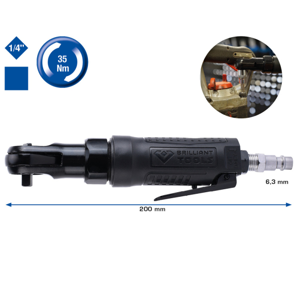 Clé à rochet pneumatique 1/4'', 35Nm BT160601 Brilliant Tools