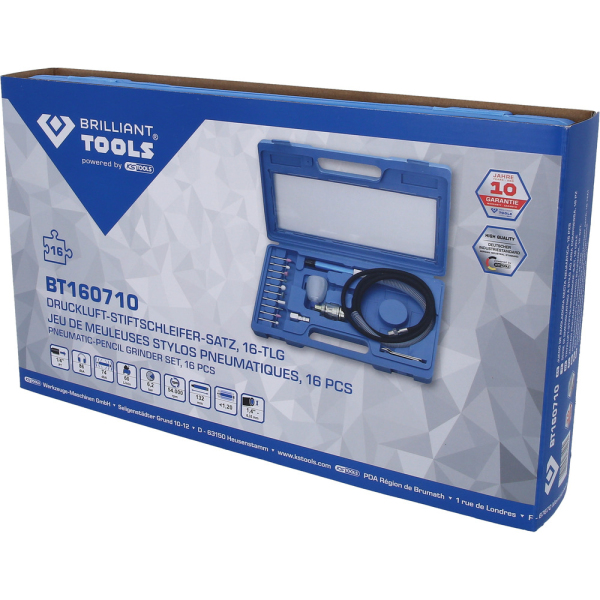 Meuleuse stylo pneumatique, 16 pcs BT160710 Brilliant Tools