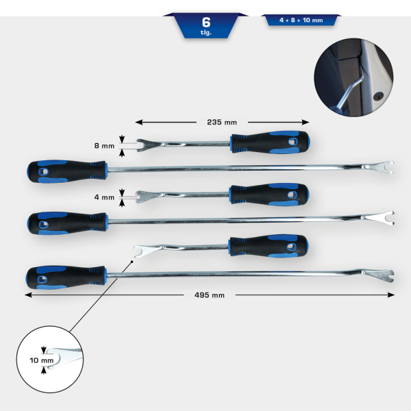 Jeu d'outils pour dégrafer les clips d’habillage, 6 pcs BT511045 Brilliant Tools