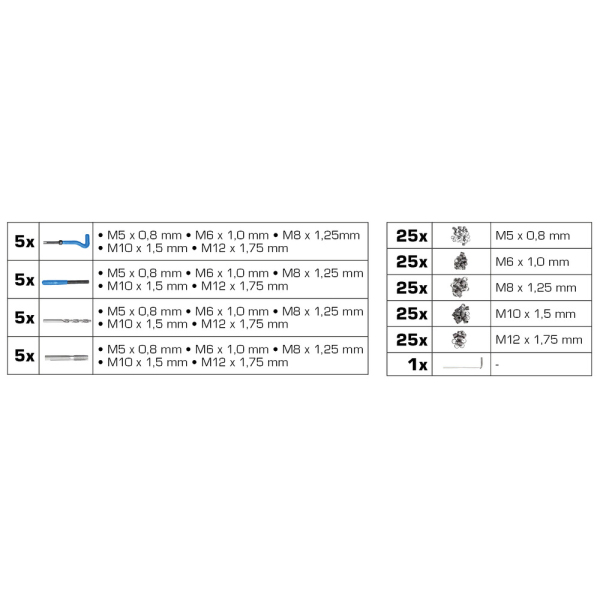 Kit de réparation de filetage, 146 pcs BT541150 Brilliant Tools