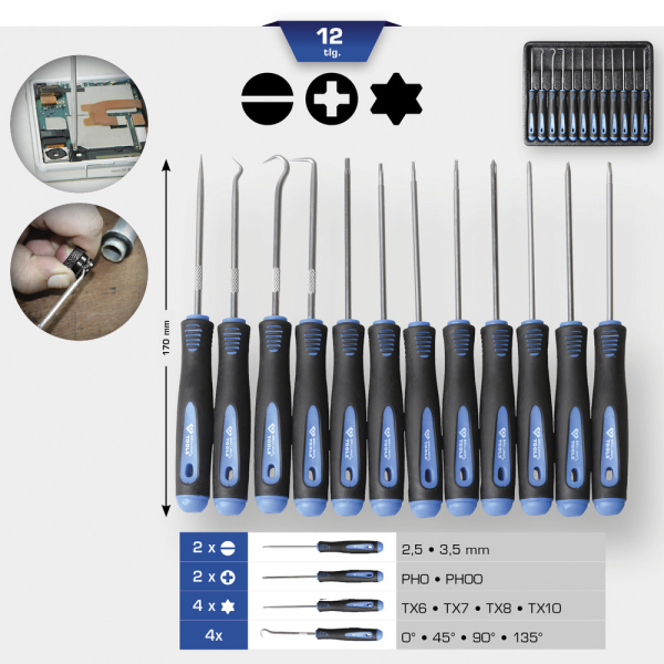 Jeu de tournevis et de crochets, 12 pcs BT542080 Brilliant Tools