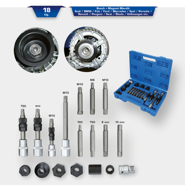 Jeu de de douilles et cliquets pour alternateurs, 18 pcs BT571020 Brilliant Tools