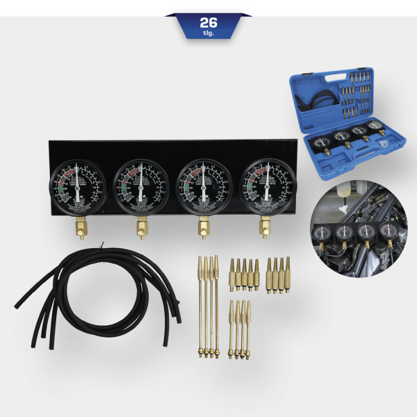 Coffret de test d'injecteurs avec 4 manomètres, 26 pcs BT581200 Brilliant Tools