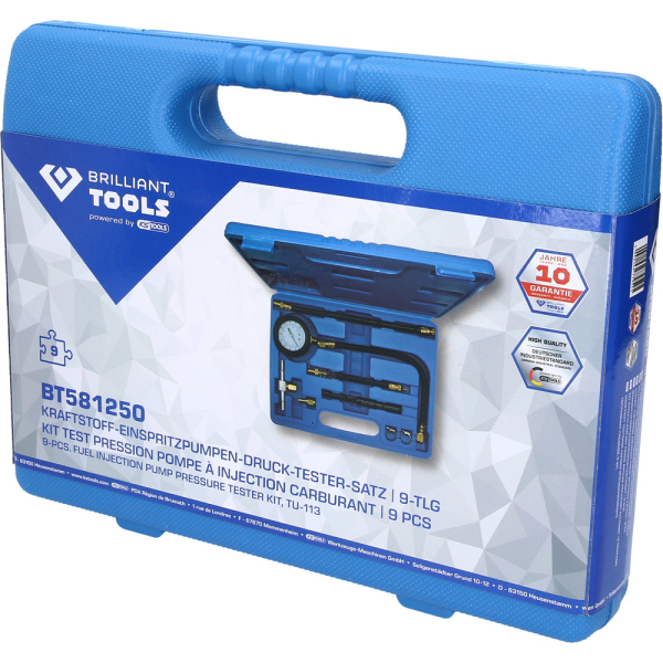 Coffret de test de pression pour pompe à injection, 9 pcs BT581250 Brilliant Tools