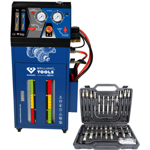 Unité de vidange et de remplissage pour boîte de vitesse automatique avec jeu d’adaptateurs 35 pcs BT626050 Brilliant Tools