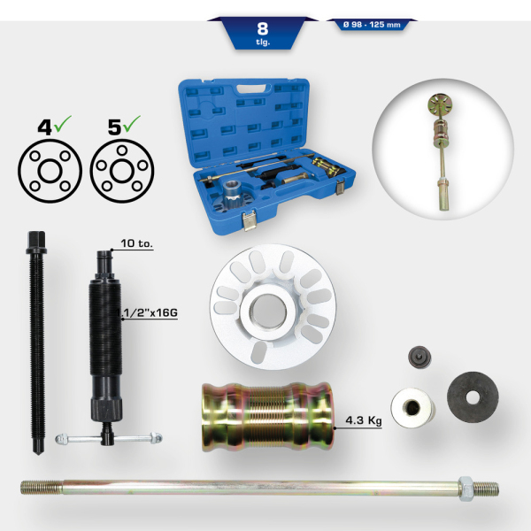 Kit d’extracteur de moyeux hydraulique, 8 pcs BT671200 Brilliant Tools