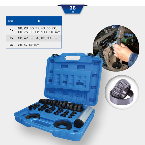 Kit de montage de roulements de roues, nylon, 36 pcs BT671750 Brilliant Tools