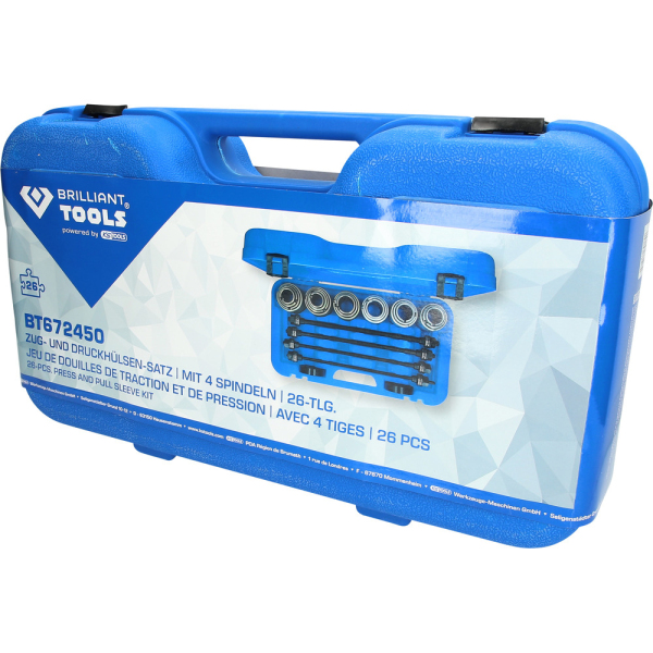 Coffret de douilles d'extraction et de montage, avec 4 tiges, 26 pcs BT672450 Brilliant Tools