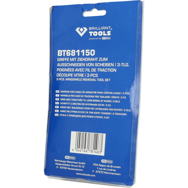 Poignées avec fil pour découpe de joint de vitrage, 3 pcs BT681150 Brilliant Tools