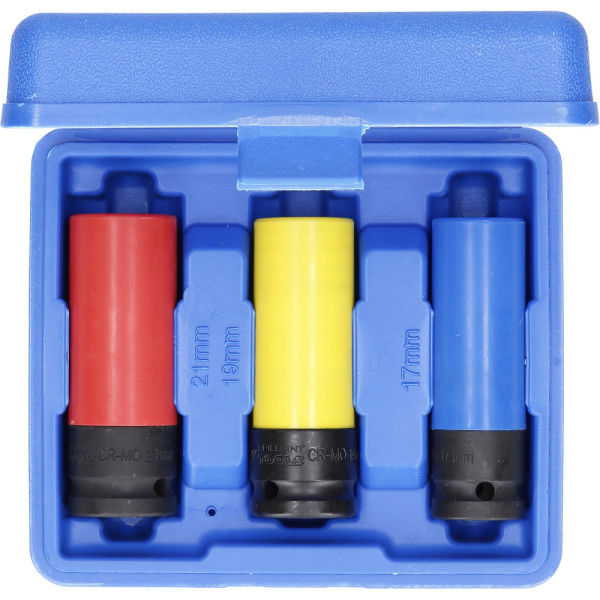 Jeu de douilles à chocs 1/2'' pour jantes aluminium, 17 / 19 / 21 mm, 3 pcs BT691005 Brilliant Tools
