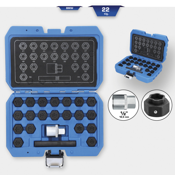 Coffret d'assortiment de douilles pour écrous antivols, BMW, 22 pcs BT691050 Brilliant Tools