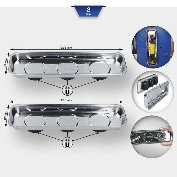 Plateaux magnétiques en inox, 65x226mm, 2 pcs BT691155 Brilliant Tools