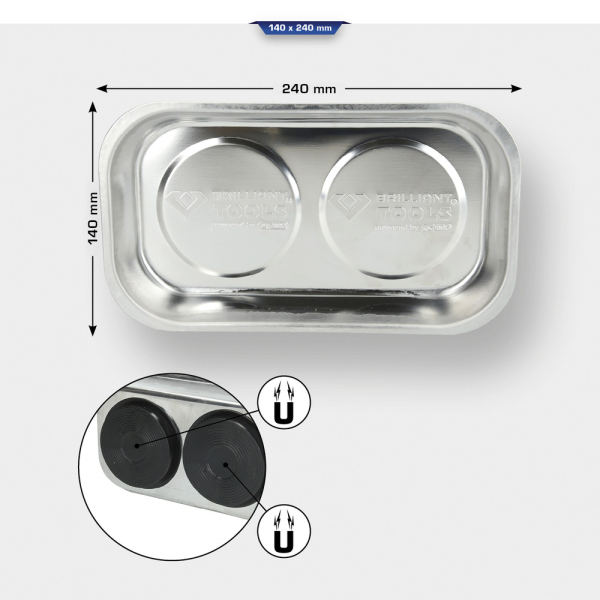 Plateau magnétique en inox, 140x240mm BT691165 Brilliant Tools