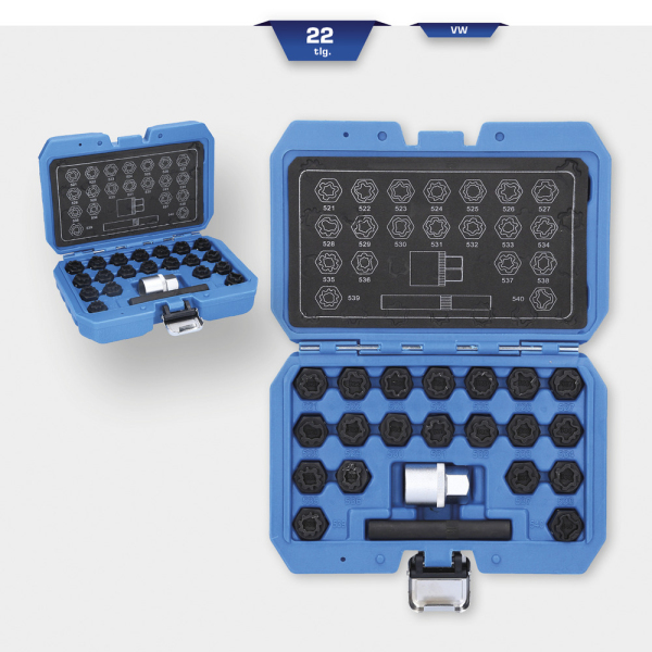 Coffret de démontage d'écrous antivolsVW, 22 pcs BT691390 Brilliant Tools
