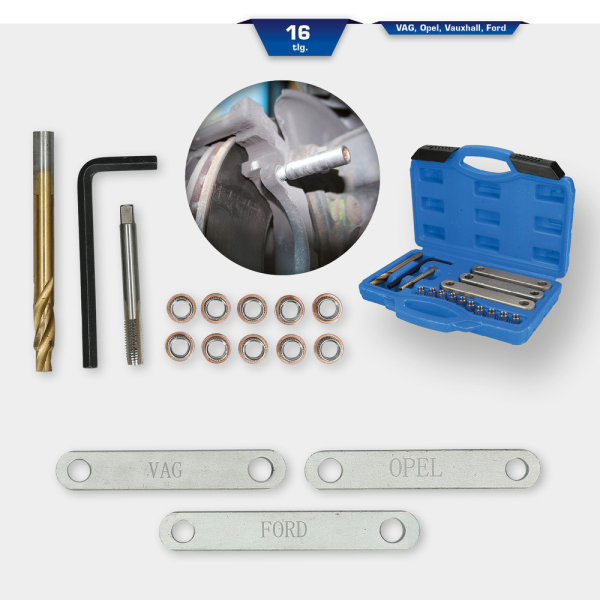 Coffret de réparation pour filetage de frein, M9 x 1,25, 16 pcs BT701100 Brilliant Tools