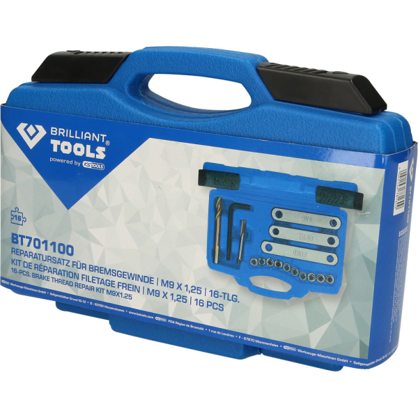 Coffret de réparation pour filetage de frein, M9 x 1,25, 16 pcs BT701100 Brilliant Tools