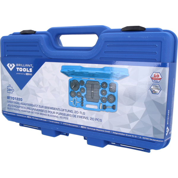 Jeu d'adaptateurs universels pour purgeur de frein, 20 pcs BT701220 Brilliant Tools