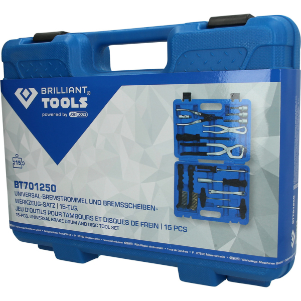 Coffret d’outils pour tambours et disques de frein, 15 pcs BT701250 Brilliant Tools