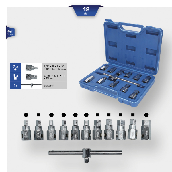 Coffret de douilles pour vidange d’huile 12pcs BRILLIANT TOOLS - BT711150