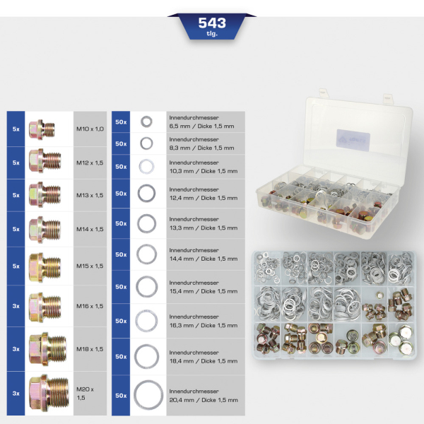 Assortiment de vis de vidange et joints, 534 pcs BT711200 Brilliant Tools