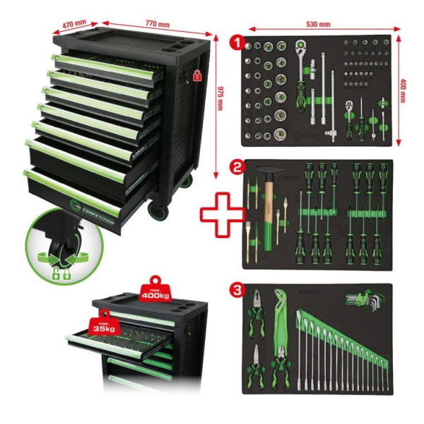 Servante d’atelier 7 tiroirs 119 outils COMPETITION - 512.3119