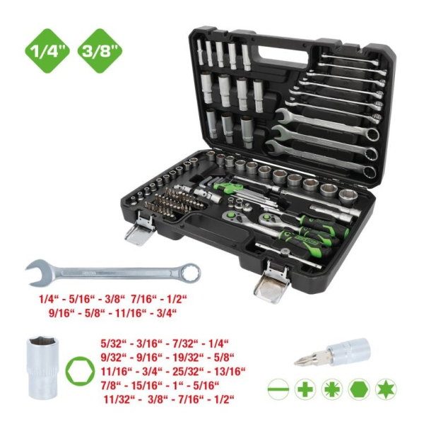 Coffret de douilles 1/4"+3/8" 91pcs COMPETITION - 512.0092