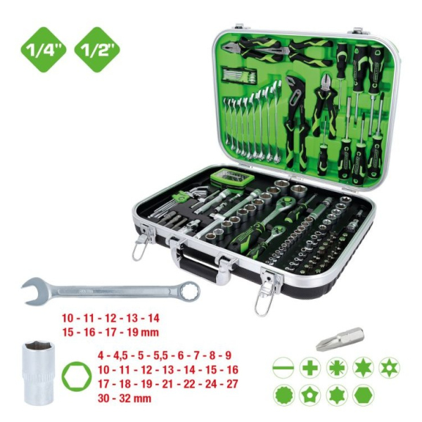Coffret d'outillage généraliste 1/4"+1/2" 143pcs COMPETITION - 512.0144