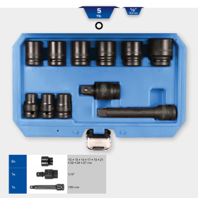 Jeu de douilles à chocs courtes 1/2'', 6 pans, 11 pcs Brilliant Tools - BT022645 