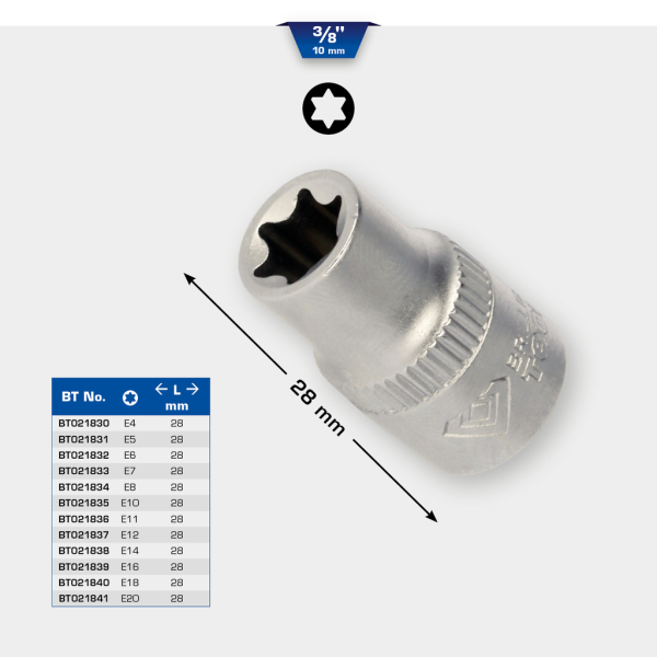 Douille TORX® 3/8'' E4 à E20 BRILLIANT TOOLS - BT021830