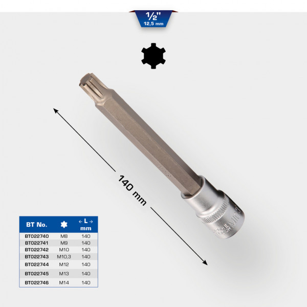 Douille tournevis 1/2'' RIBE M8 à M14 L140 mm BRILLIANT TOOLS