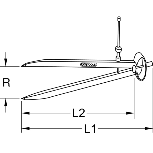 Compas droit à ressort, rayon 138 mm, L.150 mm sur carte KS TOOLS - 300.0402-E