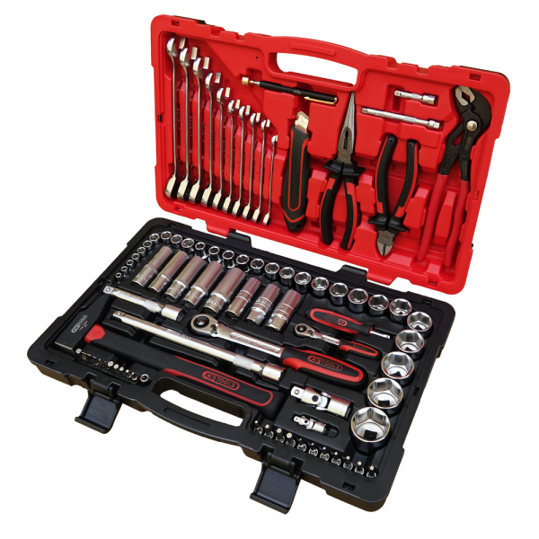 Set 84 pièces douilles & cliquets ULTIMATE pour entraînements 1/4″ & 1/2″, outils robustes pour atelier et mécanique. Livraison 