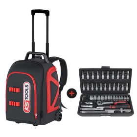Sac Rollbag + coffret de douilles 1/4'' Chhrome mat 46 pcs KS TOOLS - 850.0334F-A1