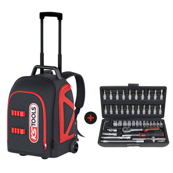 Sac Rollbag + coffret de douilles 1/4'' Chhrome mat 46 pcs KS TOOLS - 850.0334F-A1