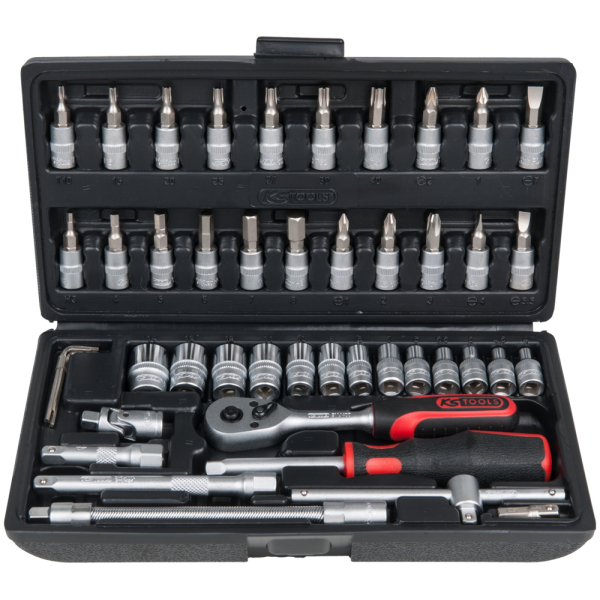 Sac Rollbag + coffret de douilles 1/4'' Chhrome mat 46 pcs KS TOOLS - 850.0334F-A1