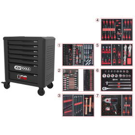 Servante One by One 7 tiroirs équipée de 337 outils KS TOOLS - 823.7337F