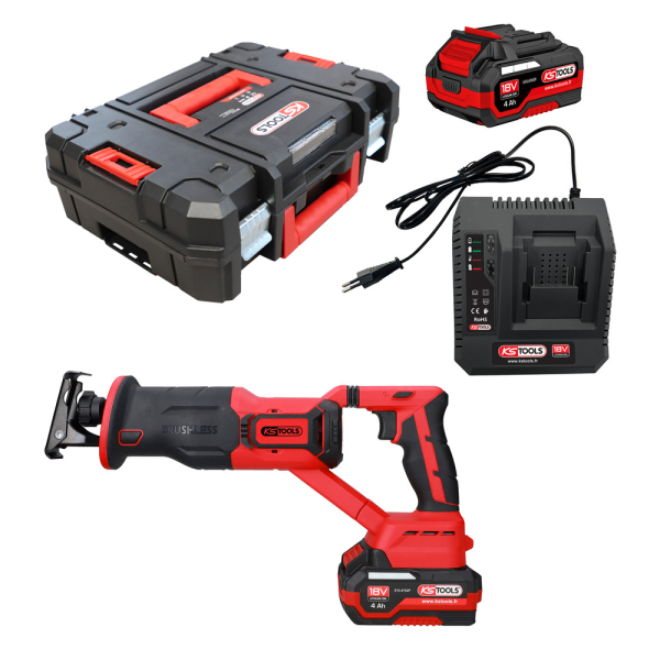 Coffret scie sabre sur batterie 18V avec 2 batteries et chargeur KS TOOLS - 515.4775F