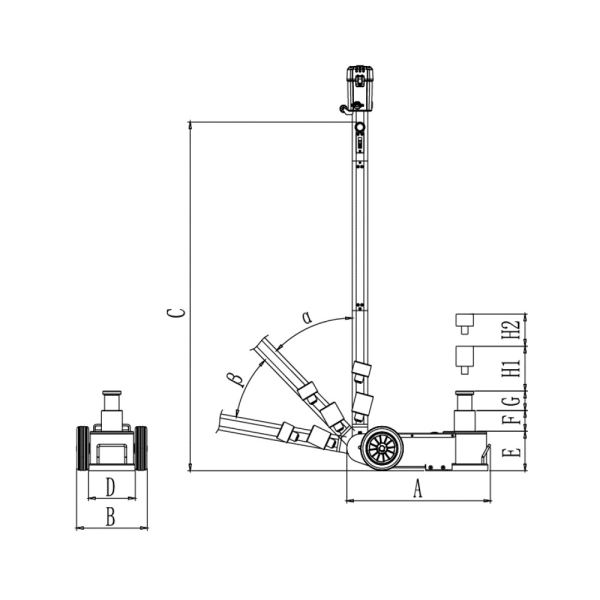 Cric sur Batterie 18V 4T/2T Long Vérin 2 Étages | KS Tools 160.0742F