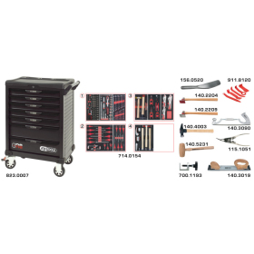 Servante OnebyOne 7 tiroirs spéciale carrosserie 166pcs KS TOOLS - 823.7154F