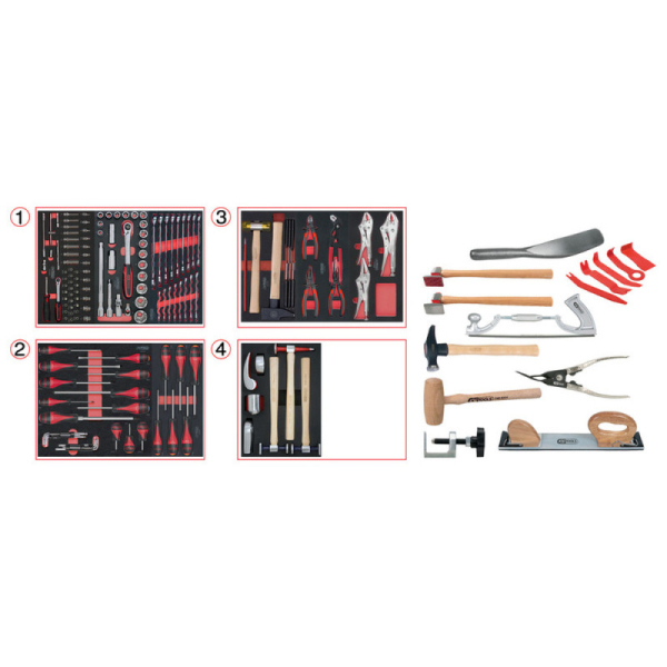 Servante OnebyOne 7 tiroirs spéciale carrosserie 166pcs KS TOOLS - 823.7154F