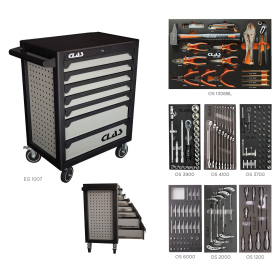 Servante d'atelier 7 tiroirs avec 169 outils CLAS - EG 1410