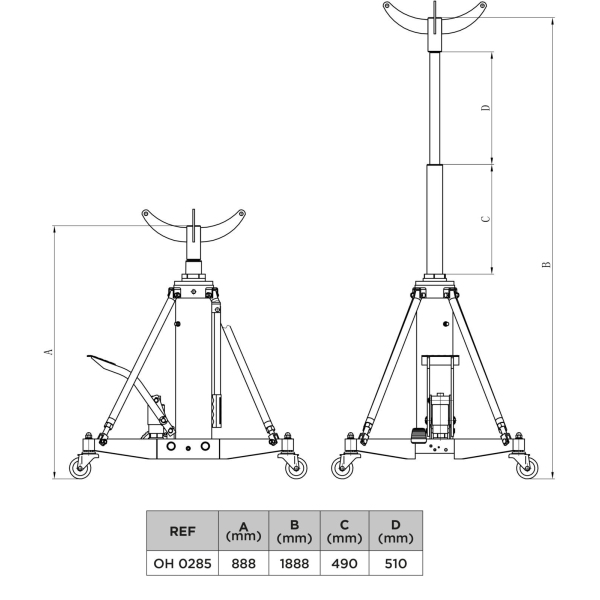 Vérin de fosse hydraulique 1 Tonne CLAS - OH 0285