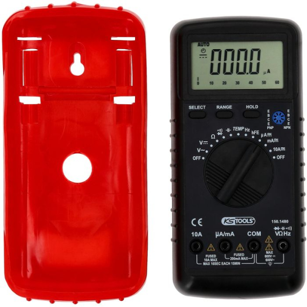 Multimètre numérique avec piges contrôle et pinces croco KS TOOLS - 150.1480