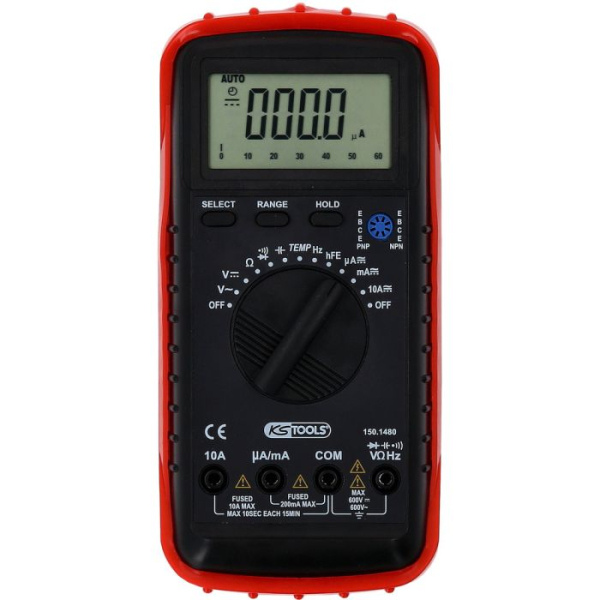 Multimètre numérique avec piges contrôle et pinces croco KS TOOLS - 150.1480