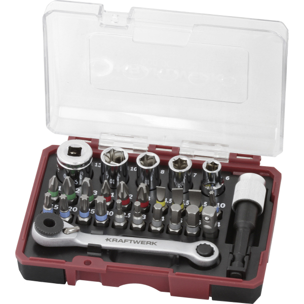 Boîte d’embouts avec mini clé à cliquet 1/4" 27pcs KRAFTWERK - 306.378.008