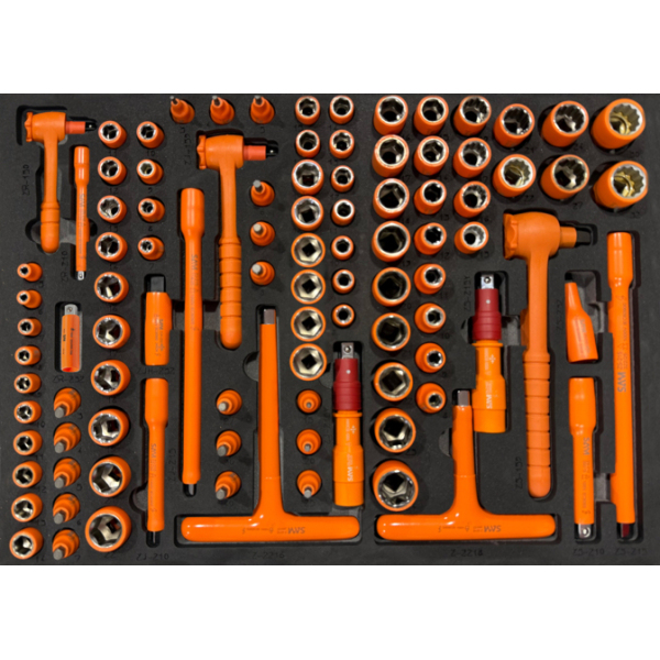 Module mousse 3/3 de 98 outils isoles 1000 volts 1/4 3/8 1/2 SAM - CP-98ZPM