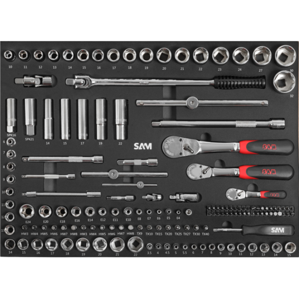 Servante 41 - 6 tiroirs - blanche - mecanique - 242 outils SAM - CPP-242-STE