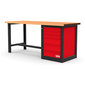 Etabli 1,5 metres bois avec meuble 6 tiroirs SAM - Etab-150m6