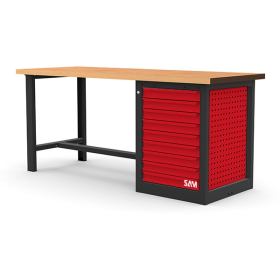 Etabli 1,5 metres bois avec meuble 9 tiroirs  SAM - Etab-150m9
